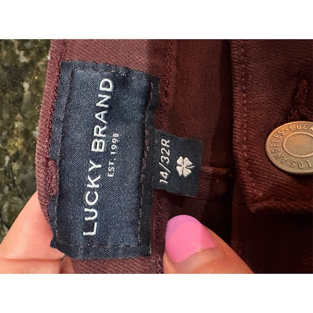 Lucky Brand Zoe Jeans Womens Size 14 Burgundy High Rise Straight Leg 32 - Picture 8 of 11